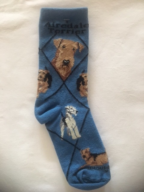 Airedale Sock on Blue Size 9-11