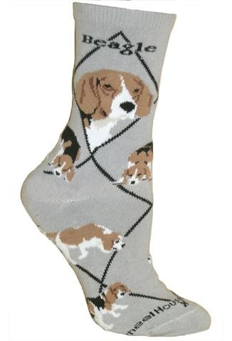 Beagle Sock on Gray Size 9-11