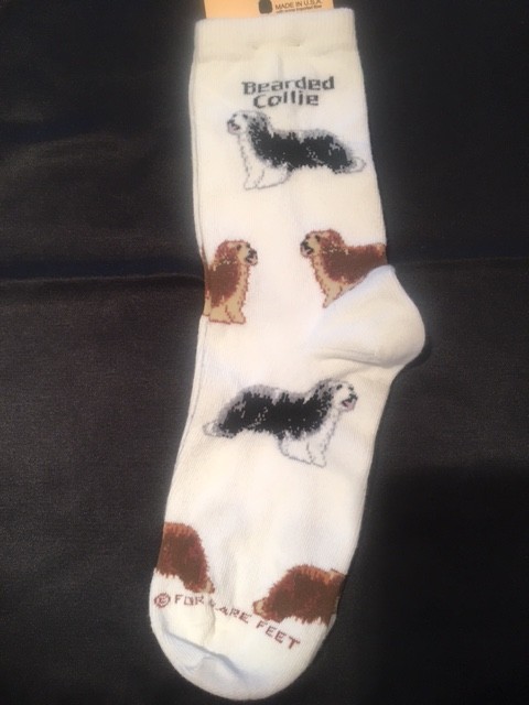 Bearded Collie Socks on White Size 6-11