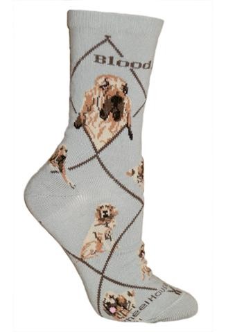 Bloodhound Sock on Gray Size 10-13