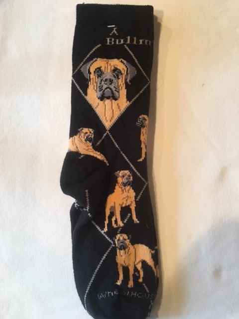 Bullmastiff Sock on Black Size 9-11