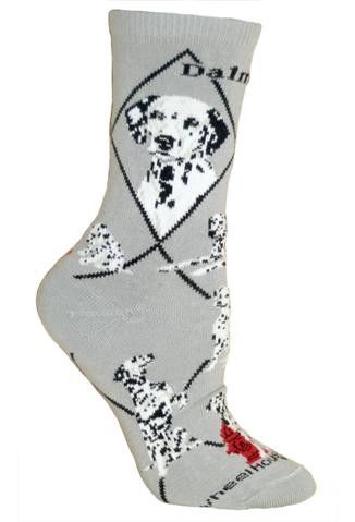 Dalmatian Socks on Gray Size 9-11