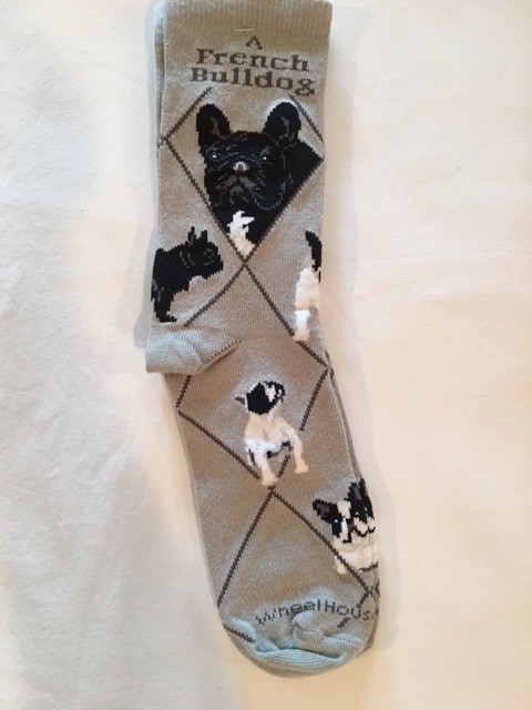 French Bulldog Socks on Gray Size 9-11