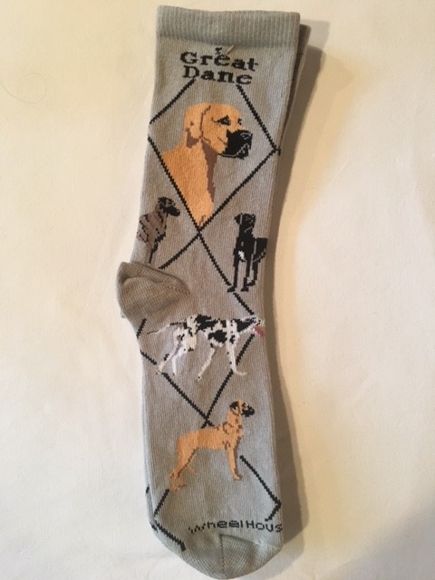 Great Dane, Natural Ears, Sock on Gray Size 9-11