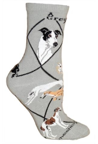 Greyhound Sock on Gray Size 9-11
