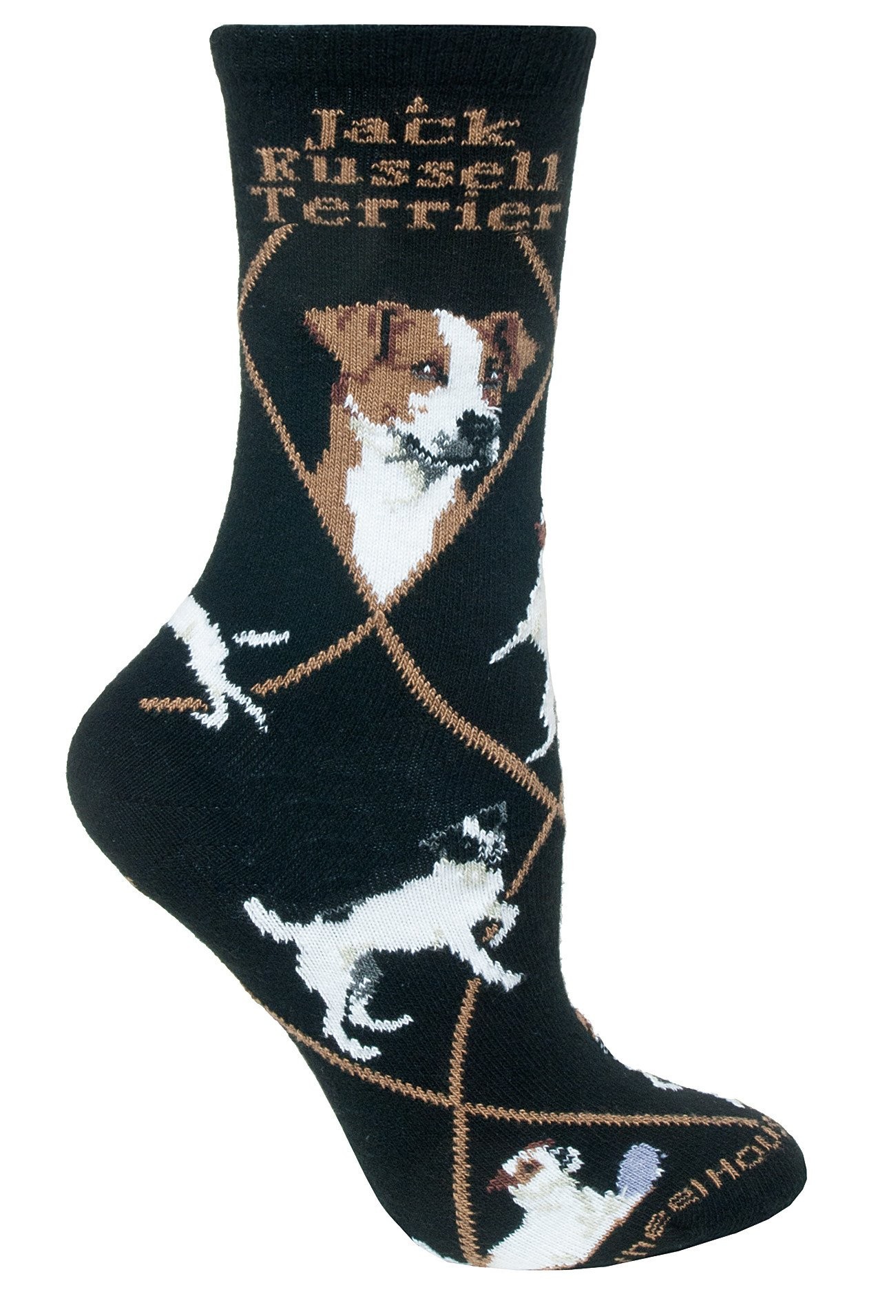 Jack Russell Sock on Black Size 10-13