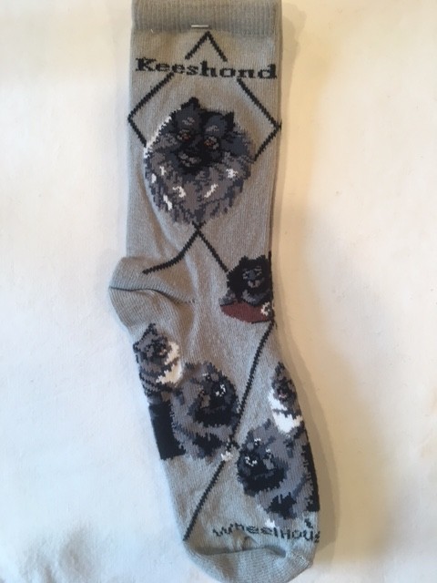 Keeshond Sock on Gray Size 9-11
