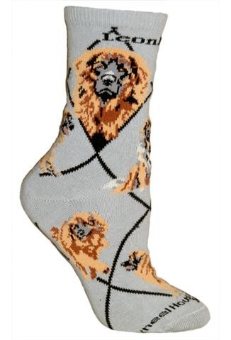 Leonberger Sock on Gray Size 9-11