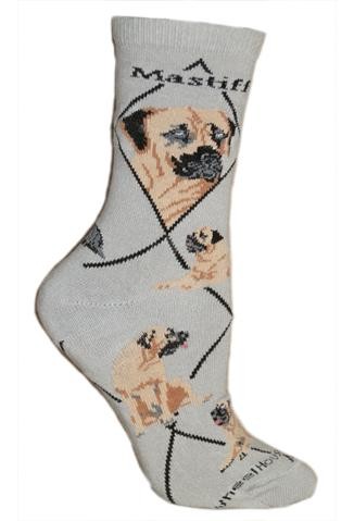 Mastiff Sock on Gray Size 9-11