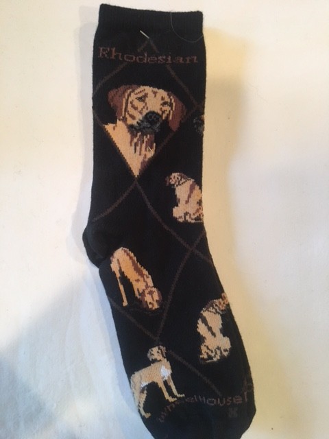 Rhodesian Ridgeback Sock on Black Size 9-11