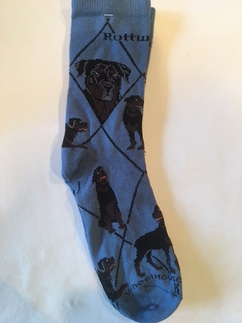 Rottweiler Sock on Blue Size 10-13