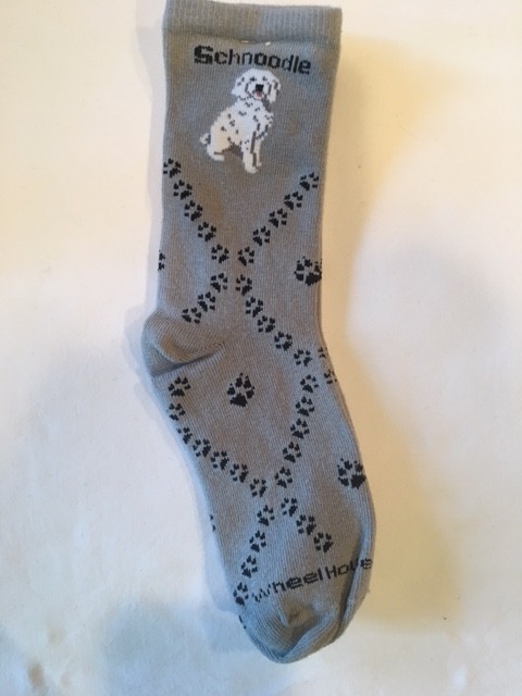 Schnoodle Sock on Gray Size 9-11