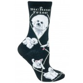 Bichon Frise Sock on Black Size 9-11