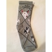 Bull Terrier Sock on Gray Size 9-11
