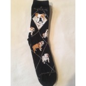 Bulldog Sock on Black Size 10-13