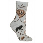 Chow Chow Sock on Gray Size 9-11