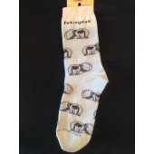 Pekingese Sock on White Size 6-11