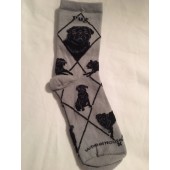Pug, Black Sock on Gray Size 10-13