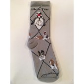 Shih Tzu Sock on Gray Size 9-11