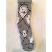 Westie Sock on Gray Size 9-11