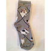 Wire Fox Terrier Sock on Gray Size 9-11